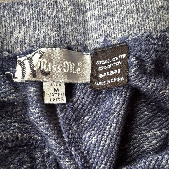 Miss Me Pants Sz M Lounge Blue Sweatpants Embroidered Terry Boho Cotton Colorful - Picture 4 of 10